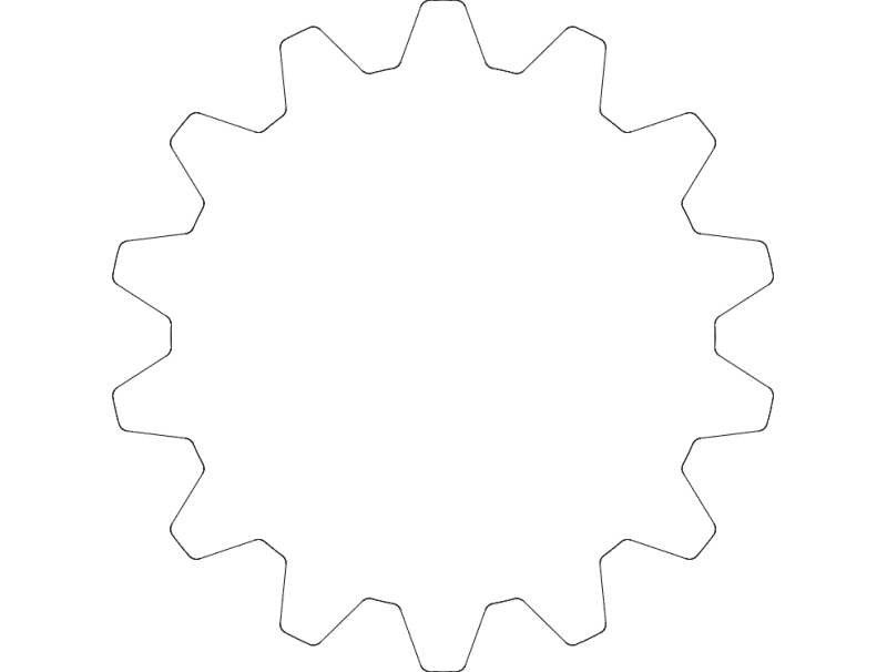 14-Tooth Gear Vector DXF File for CNC Laser Cutting