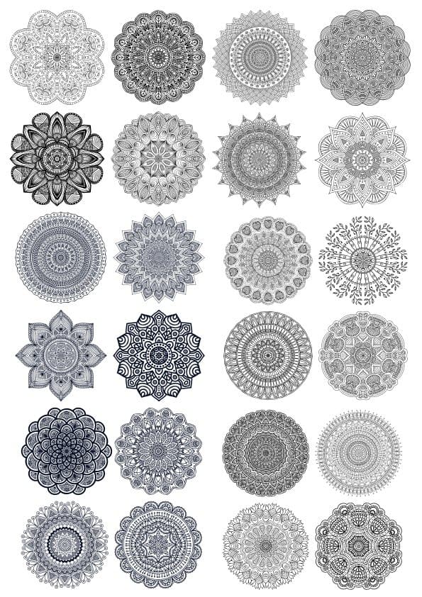 24 Detailed Mandala Vector Set for Laser Cutting, DXF and SVG