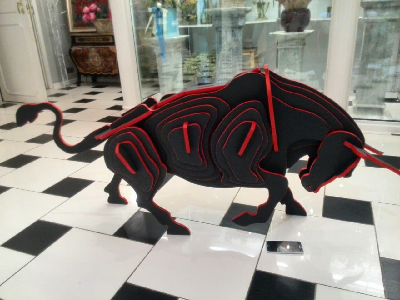3D Bull Sculpture Wooden Puzzle Laser Cut Vector DXF File