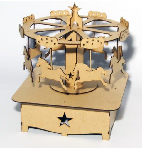 3D Carousel Mechanical Toy Laser Cut Vector File