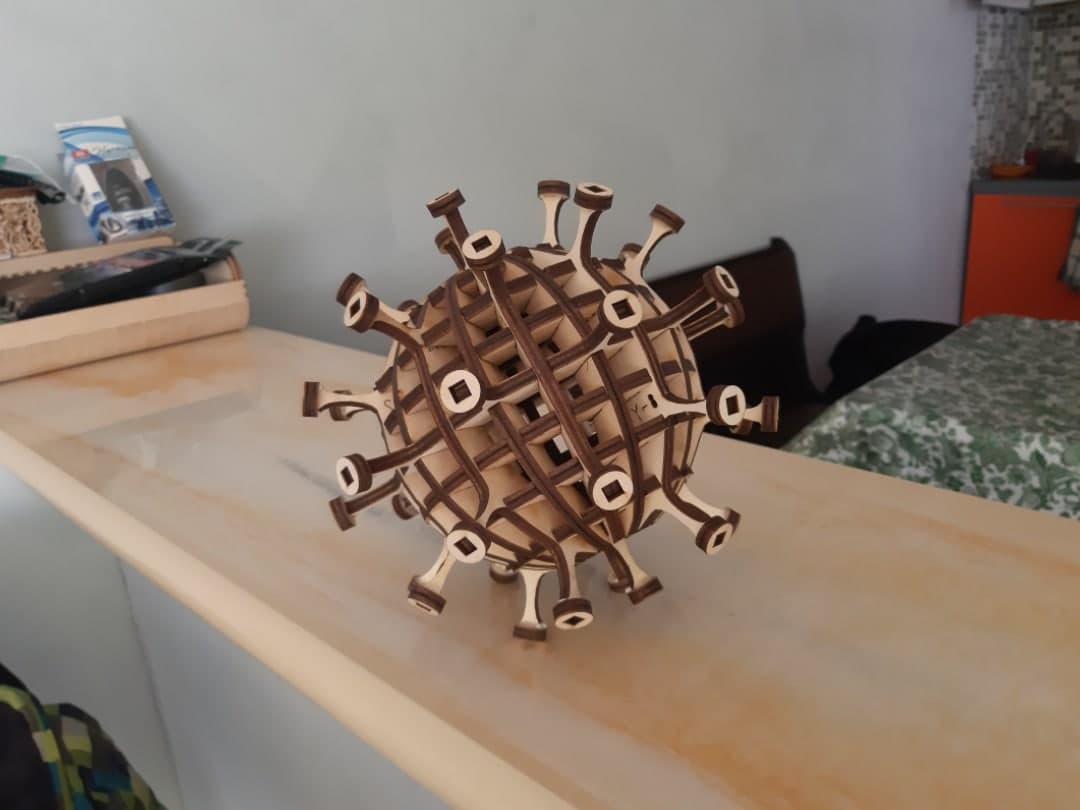 Modelo 3D de Coronavirus para Corte Láser - Archivo DXF Gratuito