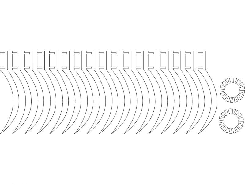 3D Curved Lamp Assembly DXF Vector File