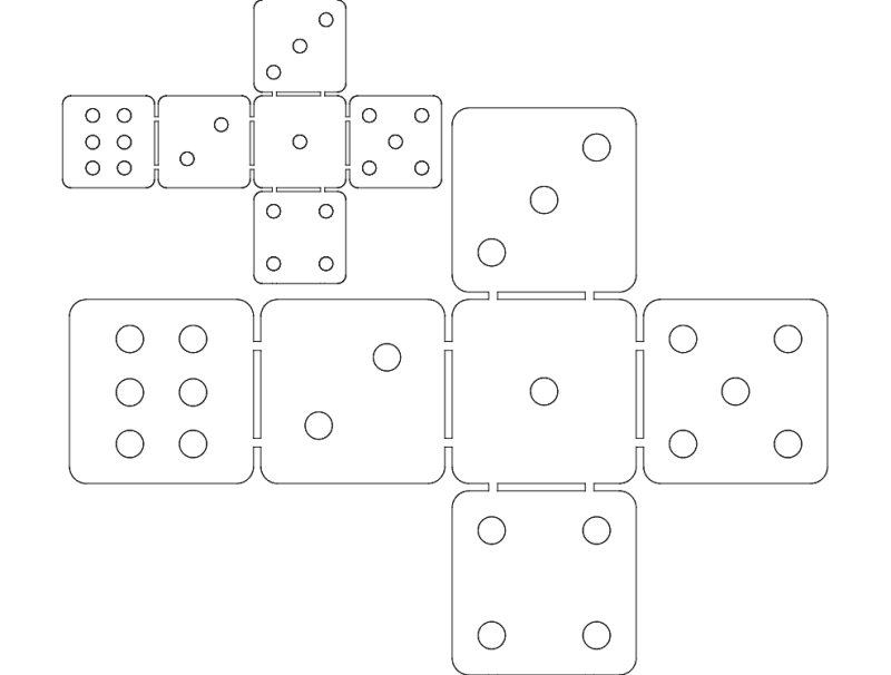 3D Dice Laser Cut Template - Free DXF File