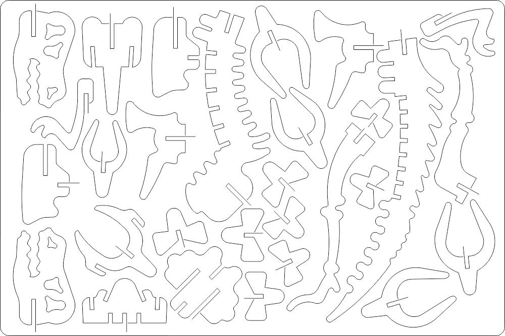3D Dinosaur Skeleton Puzzle Laser Cut Vector File