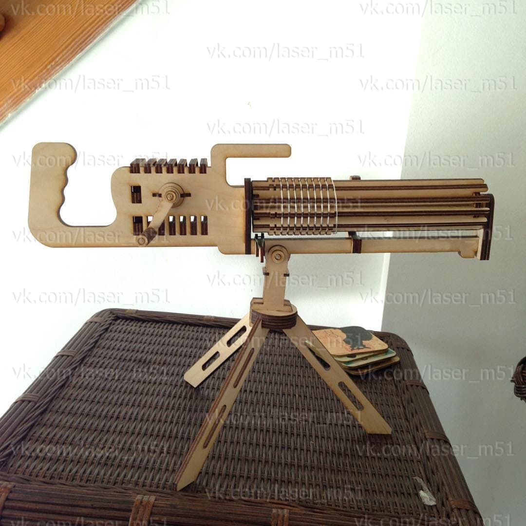 3D Gatling Gun Laser Cut Puzzle Vector File