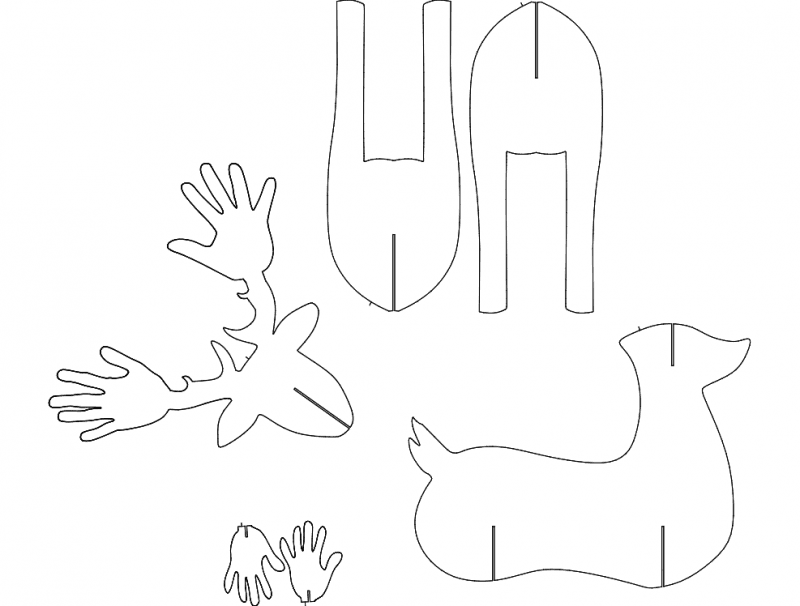 3D Hand-Antler Reindeer Puzzle Vector File for Laser Cutting