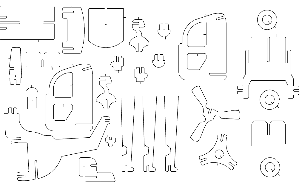 3D Helicopter Model Laser Cut Vector File DXF