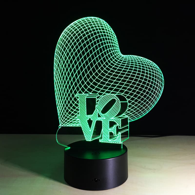 Archivo Vector Corte Láser Lámpara 3D Corazón LOVE
