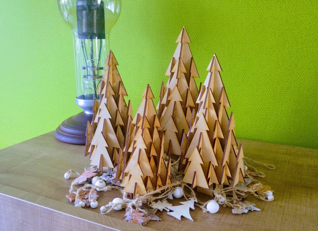 3D Laser Cut Tabletop Christmas Trees SVG Vector File
