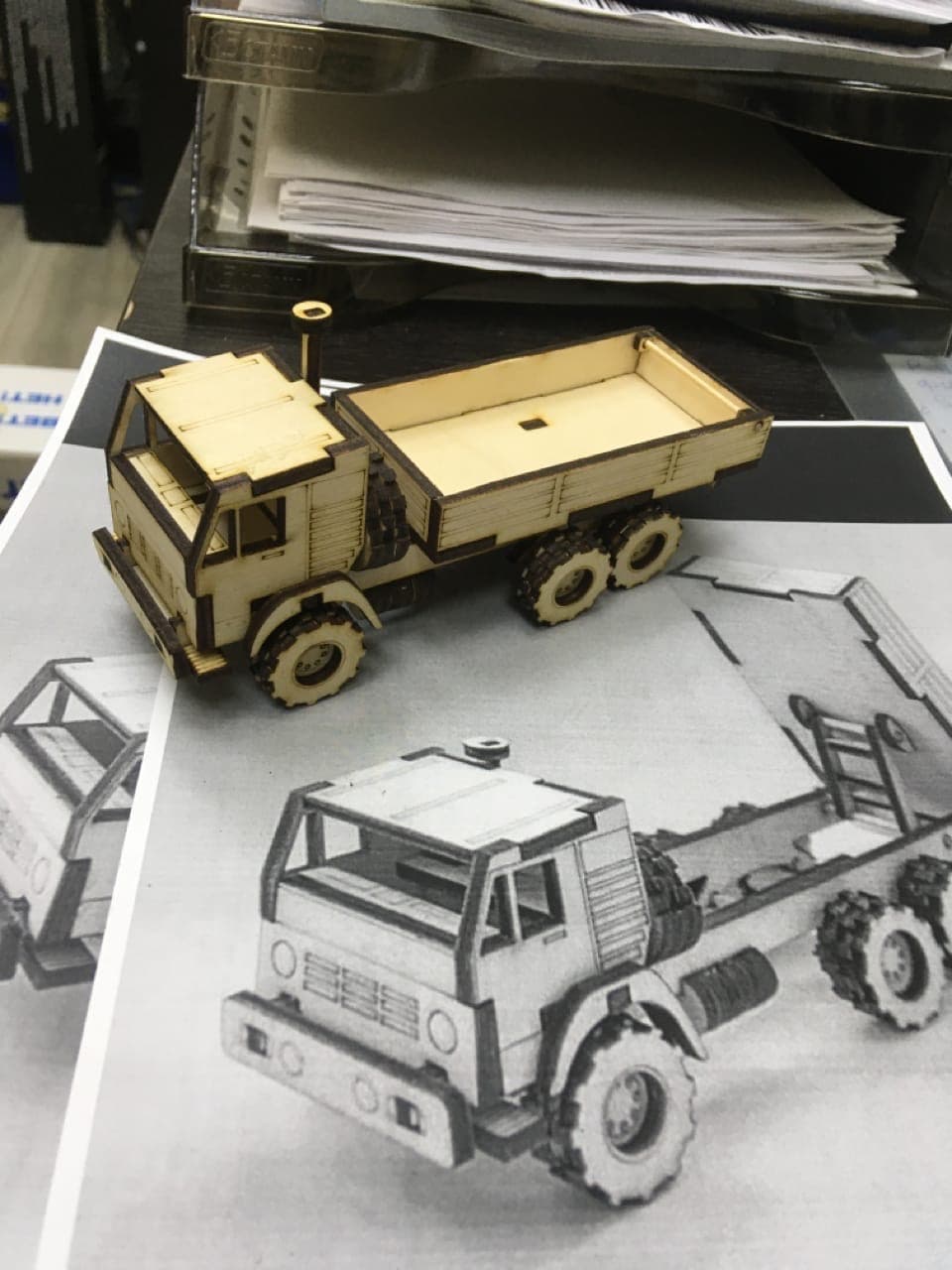 3D Laser Cut Toy Truck Model Vector File