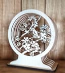 3D Layered Bird on Branch Floral Desk Decor Laser Cut Vector