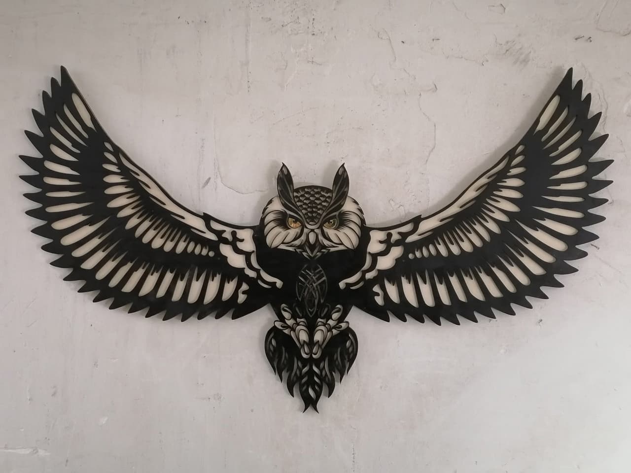 Arte de Pared de Búho al Vuelo en 3D Capas Vector para Corte Láser (CDR)