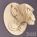 Decoración de Pared Cabeza de Mono 3D en Capas Archivo DXF