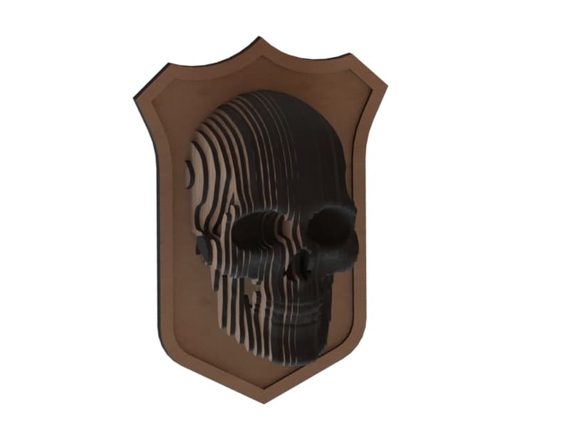 3D Layered Skull Shield Wall Art Vector File for Laser Cutting