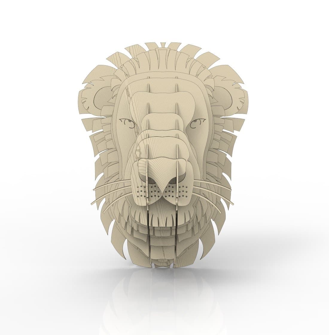 3D Lion Head Wall Sculpture Laser Cut Vector File