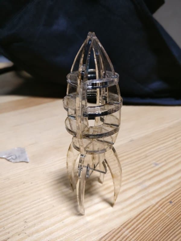 3D Miniature Rocket Ship Laser Cut Vector Design DXF File