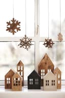 Arquivo Laser Cut de Vila em Miniatura e Flocos de Neve 3D