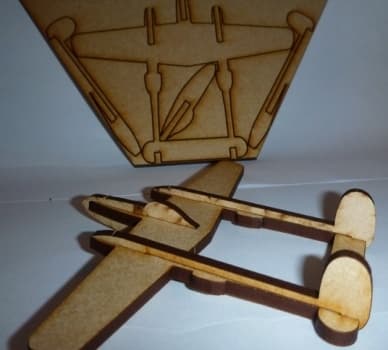 Rompecabezas 3D Avión de Combate P-38 Lightning Corte Láser DXF SVG