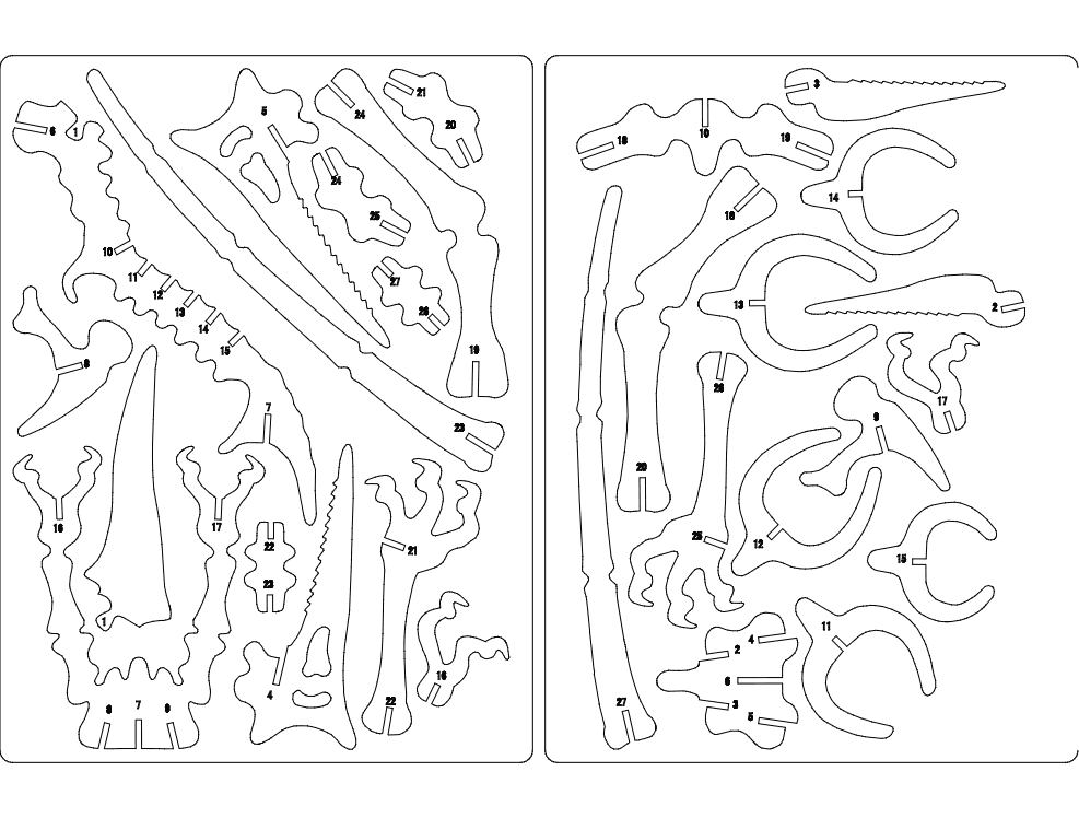 3D Pterodactyl Dinosaur Puzzle Vector Laser Cut File