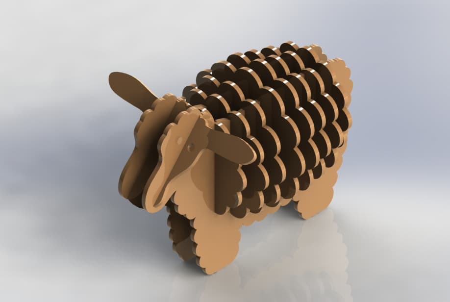3D Sheep Puzzle Laser Cut Vector File (DXF)