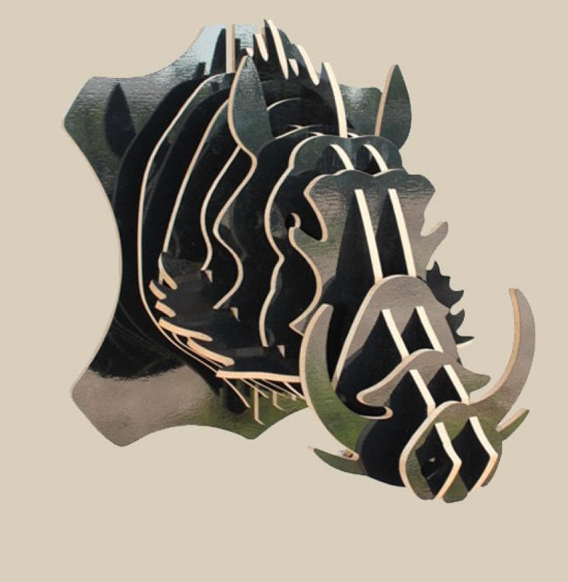 3D Warthog Wall Mount Laser Cut Vector Pattern