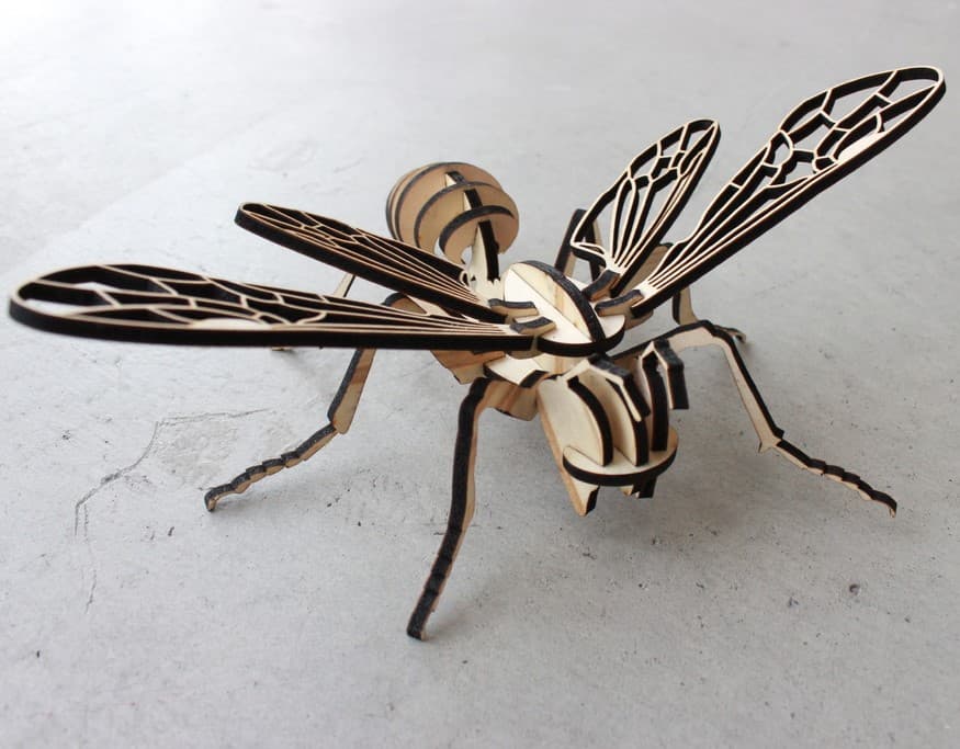 3D Wasp Insect Puzzle Laser Cut File - Free Vector Download