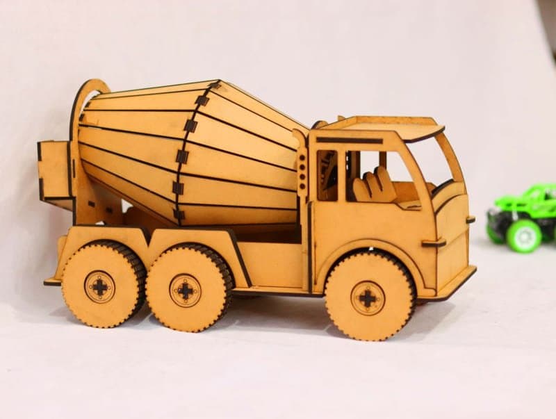 3D Wooden Cement Mixer Truck Laser Cut Vector File