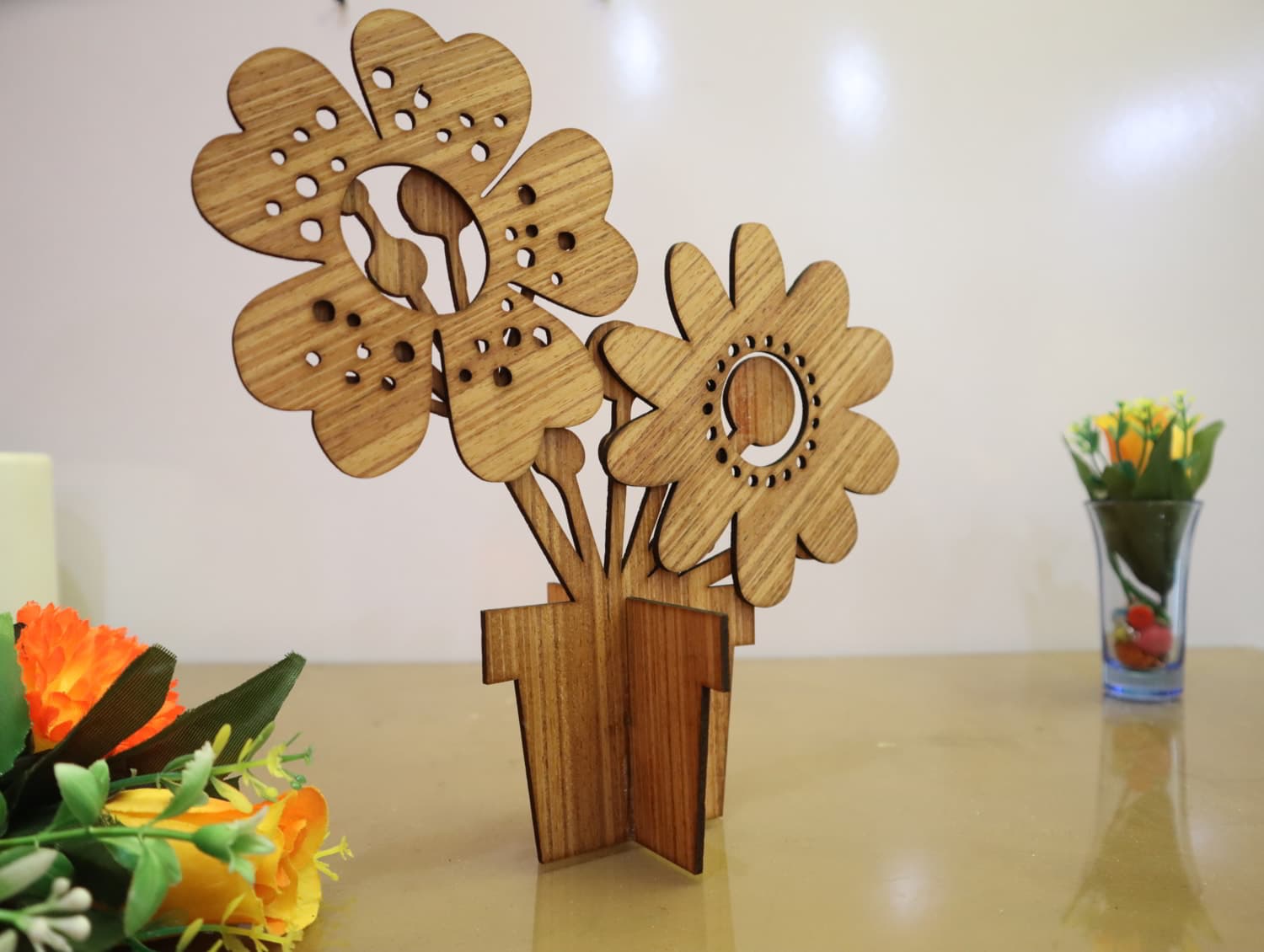 3D Wooden Flower Vase Laser Cut Pattern Free Vector File