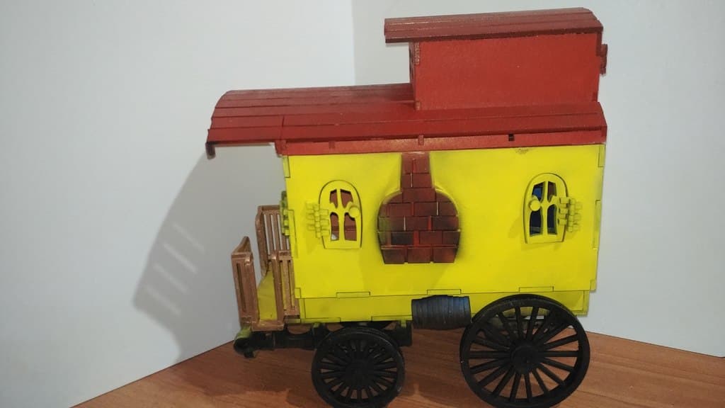 3D Wooden Wagon Puzzle Laser Cut Vector File
