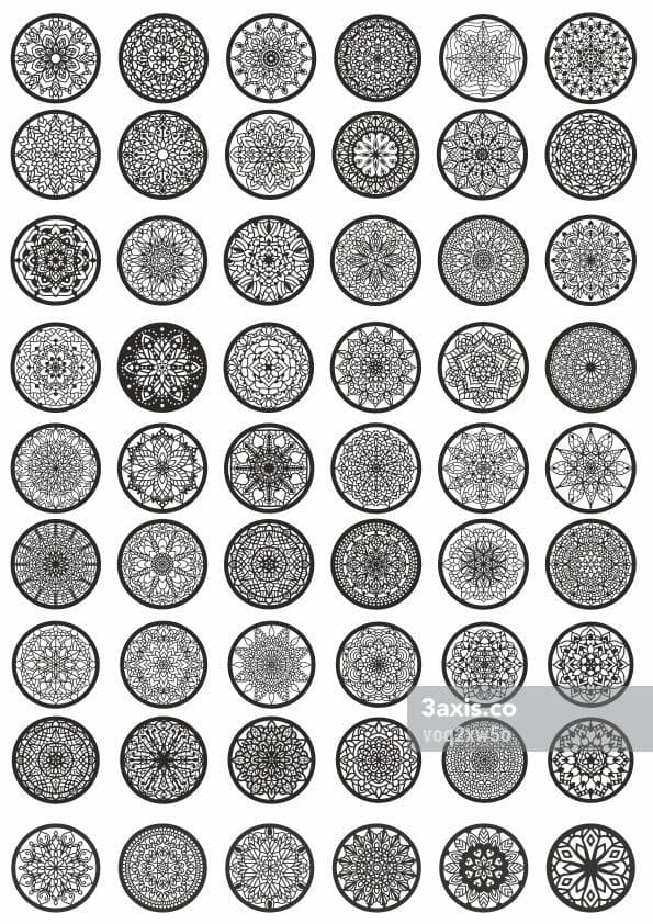 48 Decorative Round Mandala Ornament Set Free Vector File