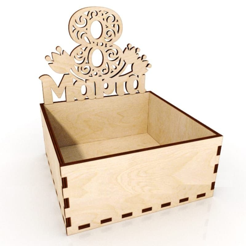 Arquivo Vetorial de Caixa de Presente 8 de Março para Laser Cut