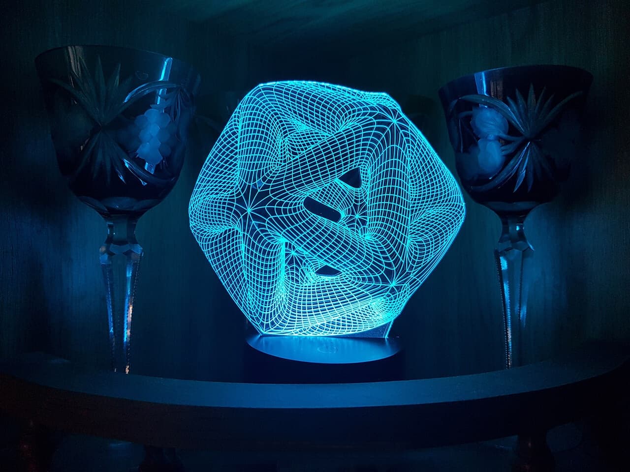 Abstract Geometric 3D Optical Illusion Lamp Laser Cut Vector