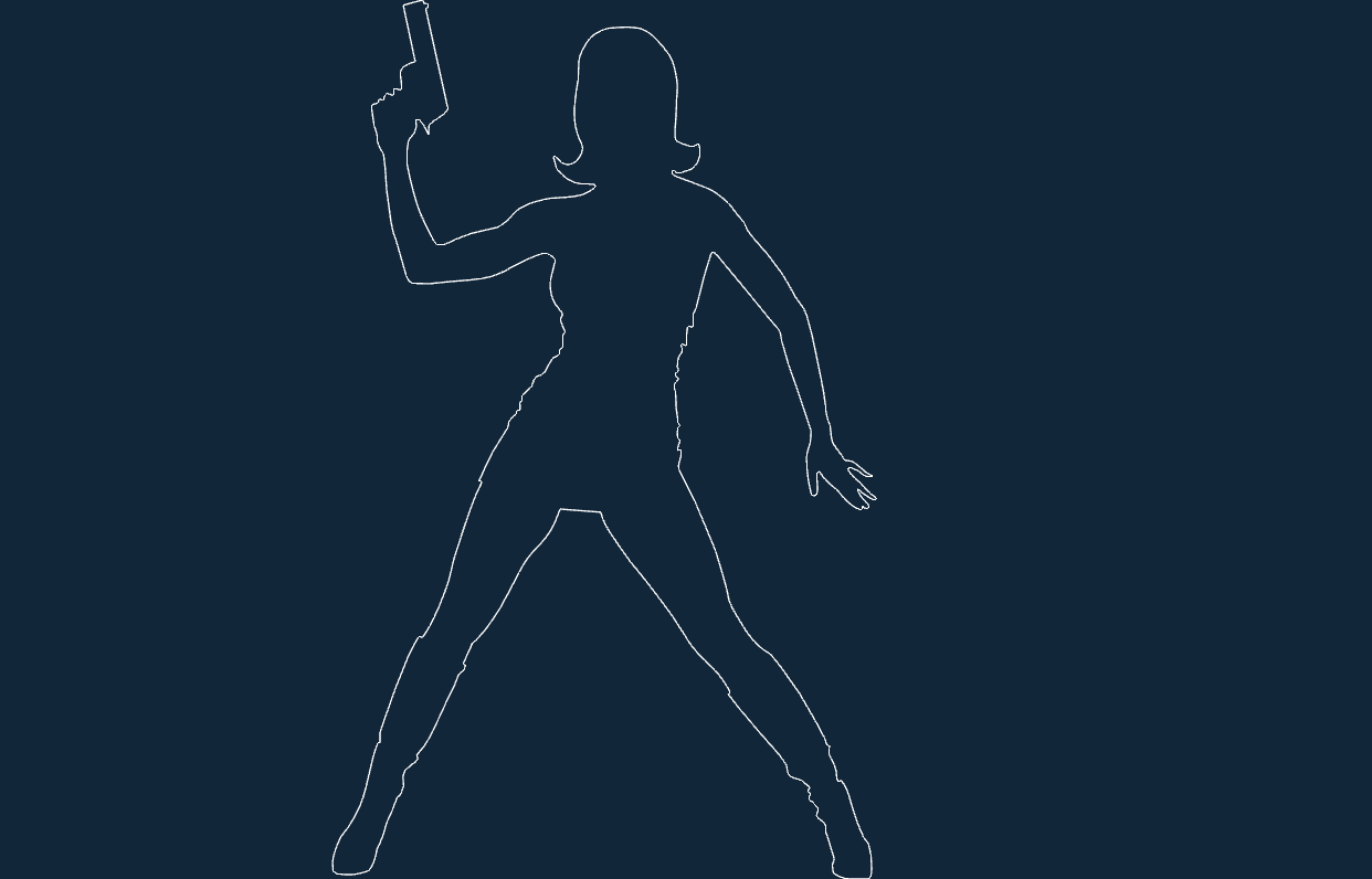 Action Spy Girl Silhouette Vector File for Laser Cutting DXF