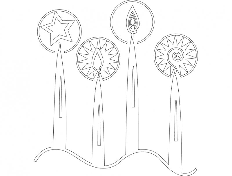 Advent Candles Decorative DXF Vector File for Laser Cutting