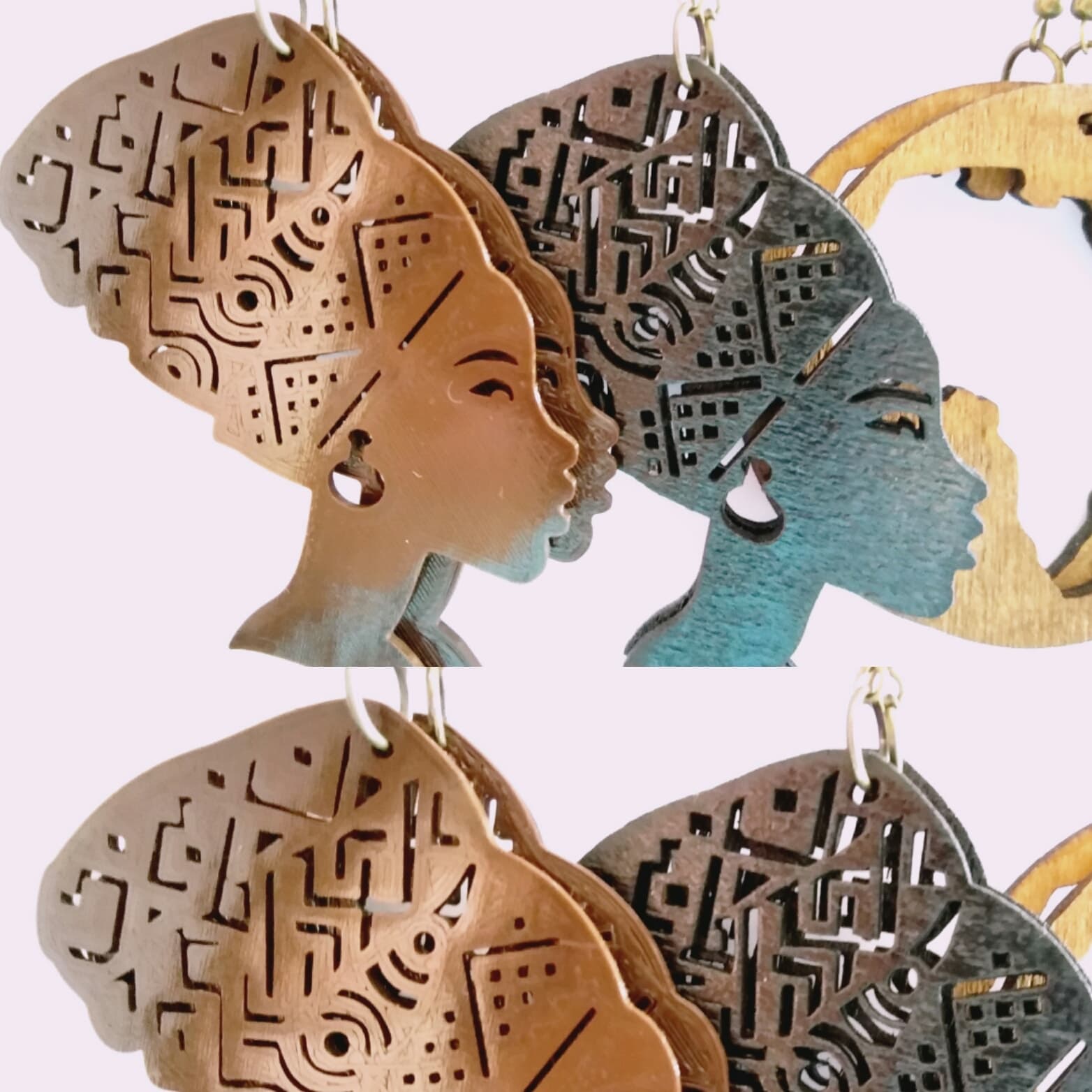 Archivo Vector DXF Pendientes Silueta Reina Africana Laser Cut