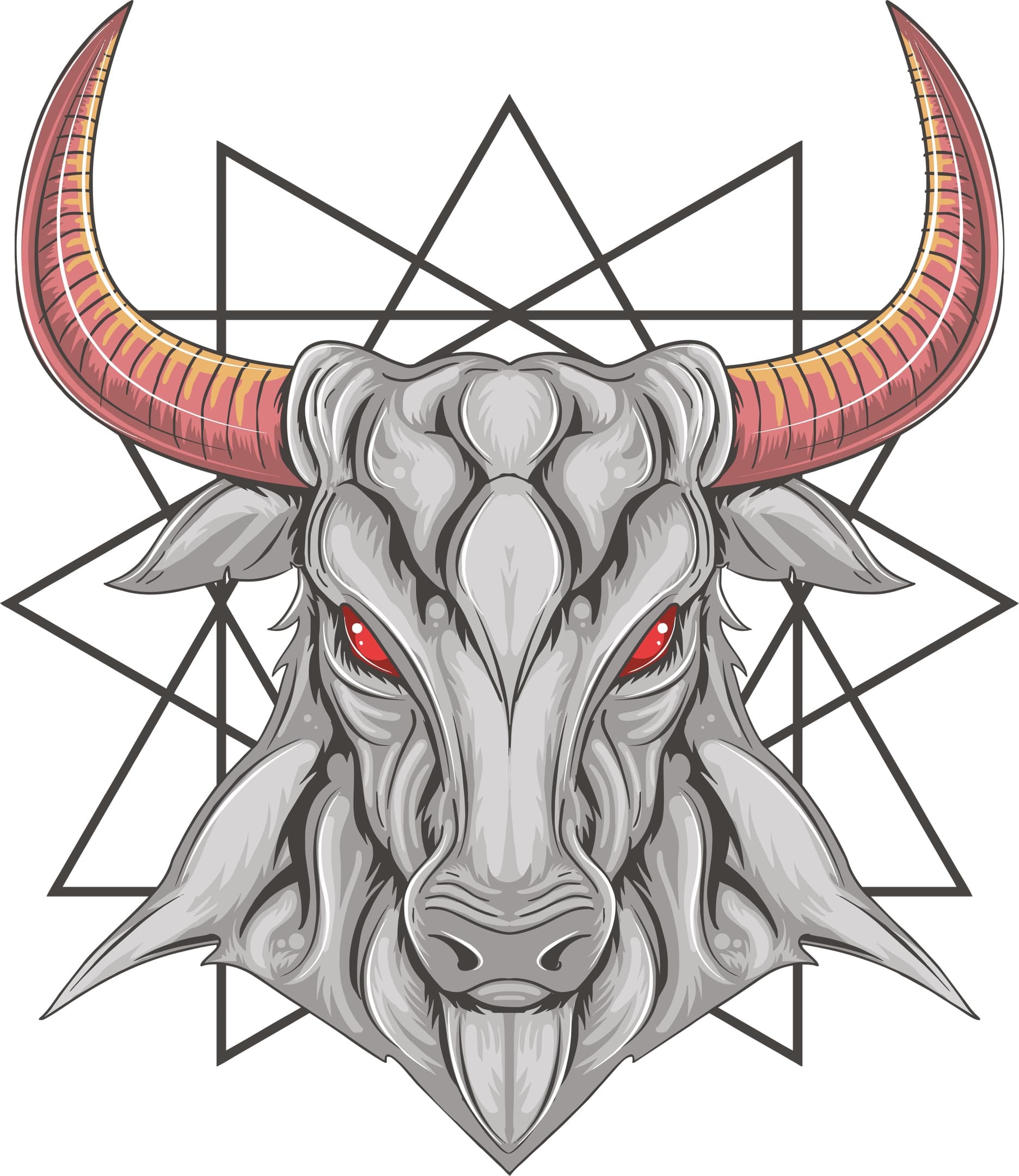 Ilustración Vectorial de Cabeza de Toro Agresivo para Corte Láser