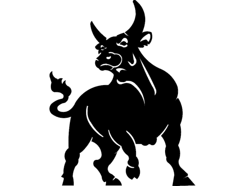 Aggressive Bull Vector Design for Laser Cutting DXF File