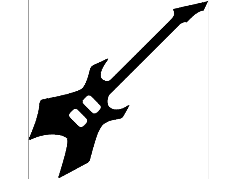 Aggressive Heavy Metal Electric Guitar Vector DXF File