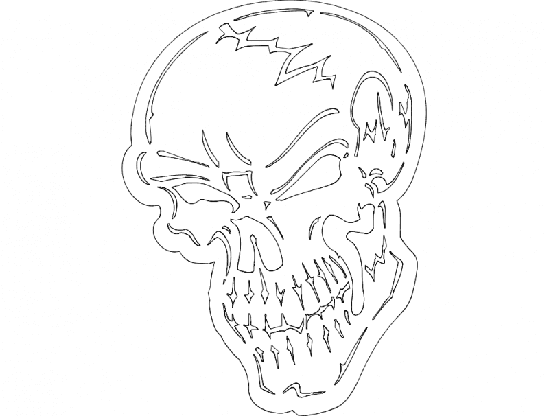 Aggressive Skull Vector Design for Laser Cutting DXF File