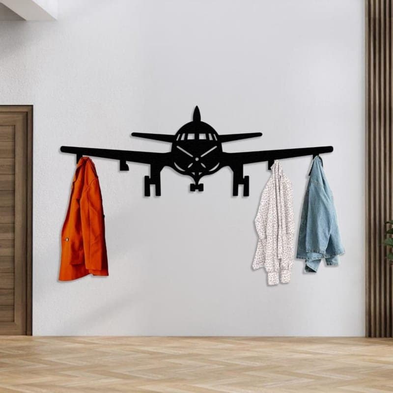 Airplane Wall Coat Rack Vector Design - Laser Cut SVG File