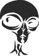 Alien Head Silhouette Vector Stencil - DXF File