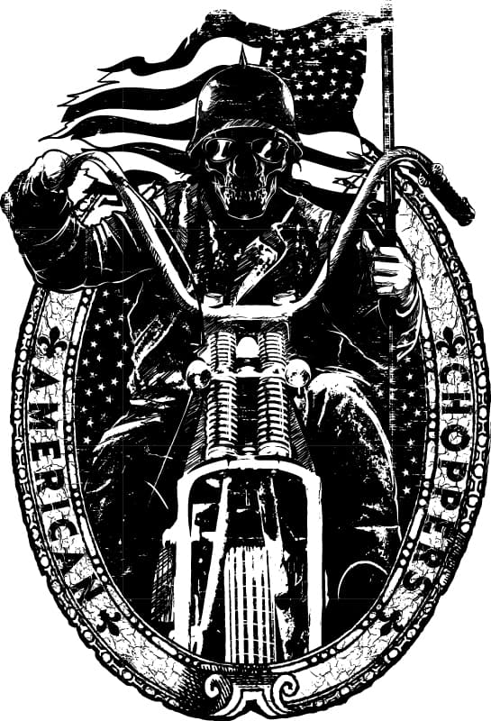 American Chopper Skull Rider Vector Design for CNC