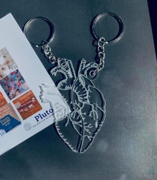 Anatomical Heart Split Keychain Laser Cut Vector File