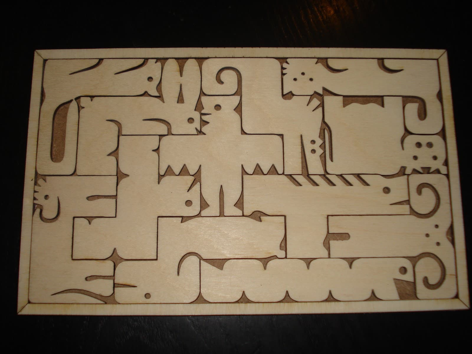 Animal Themed Tangram Style Wooden Puzzle Vector SVG