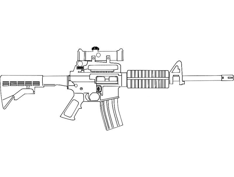 AR-15 Carbine Rifle Vector Design DXF File