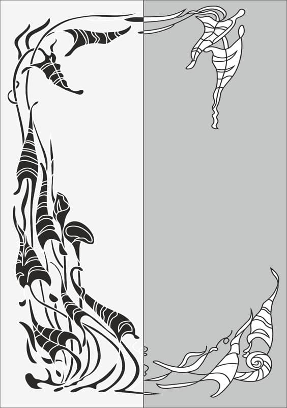 Vector de Borde Floral Art Nouveau para Corte Láser