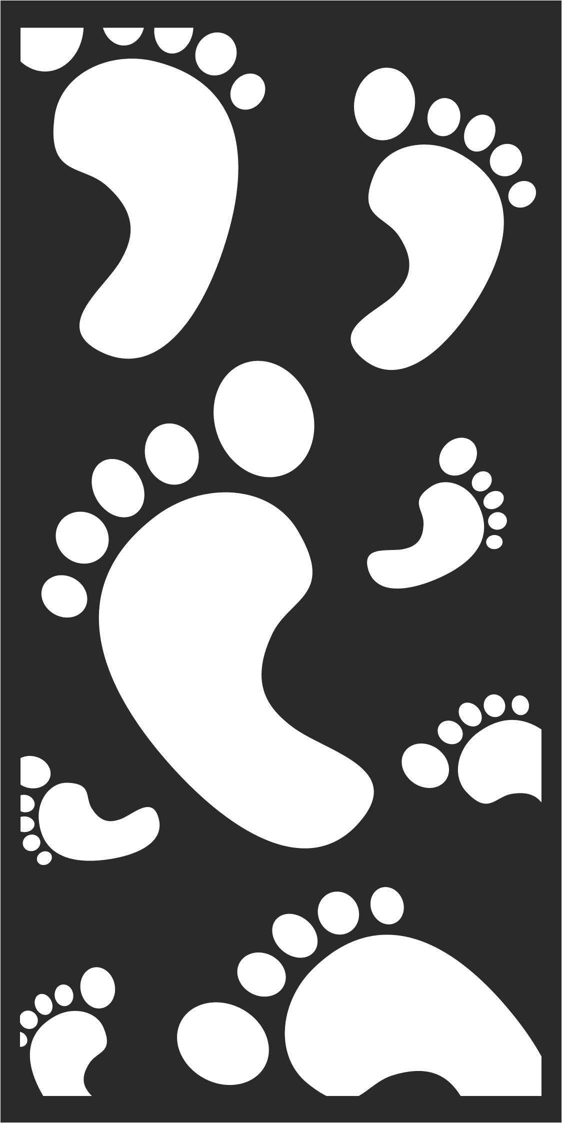 Baby Footprints Decorative Panel Vector for Laser Cutting
