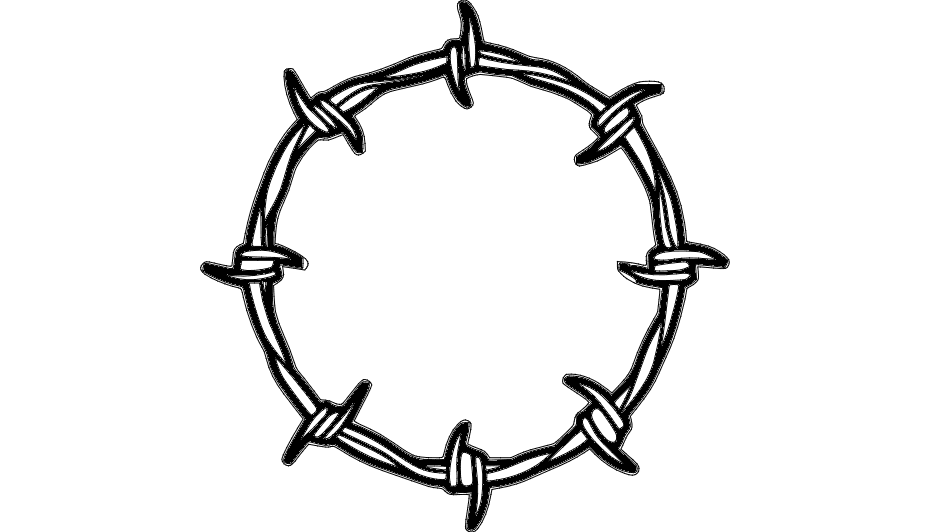 Barbed Wire Circle Frame Vector File for Laser Cutting