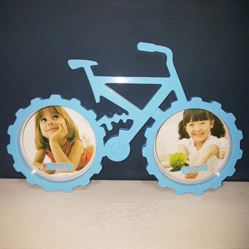 Bicycle Dual Photo Frame Vector Design for Laser Cutting