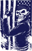 Biker Skull American Flag Vector Graphic for CNC Laser Cutting